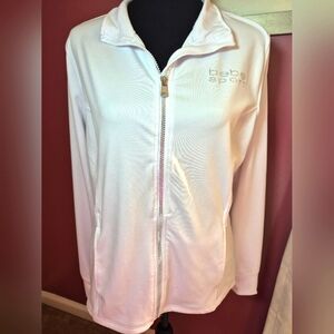 Bebe Sport White Zip-Up‎ Track Jacket - Size Large